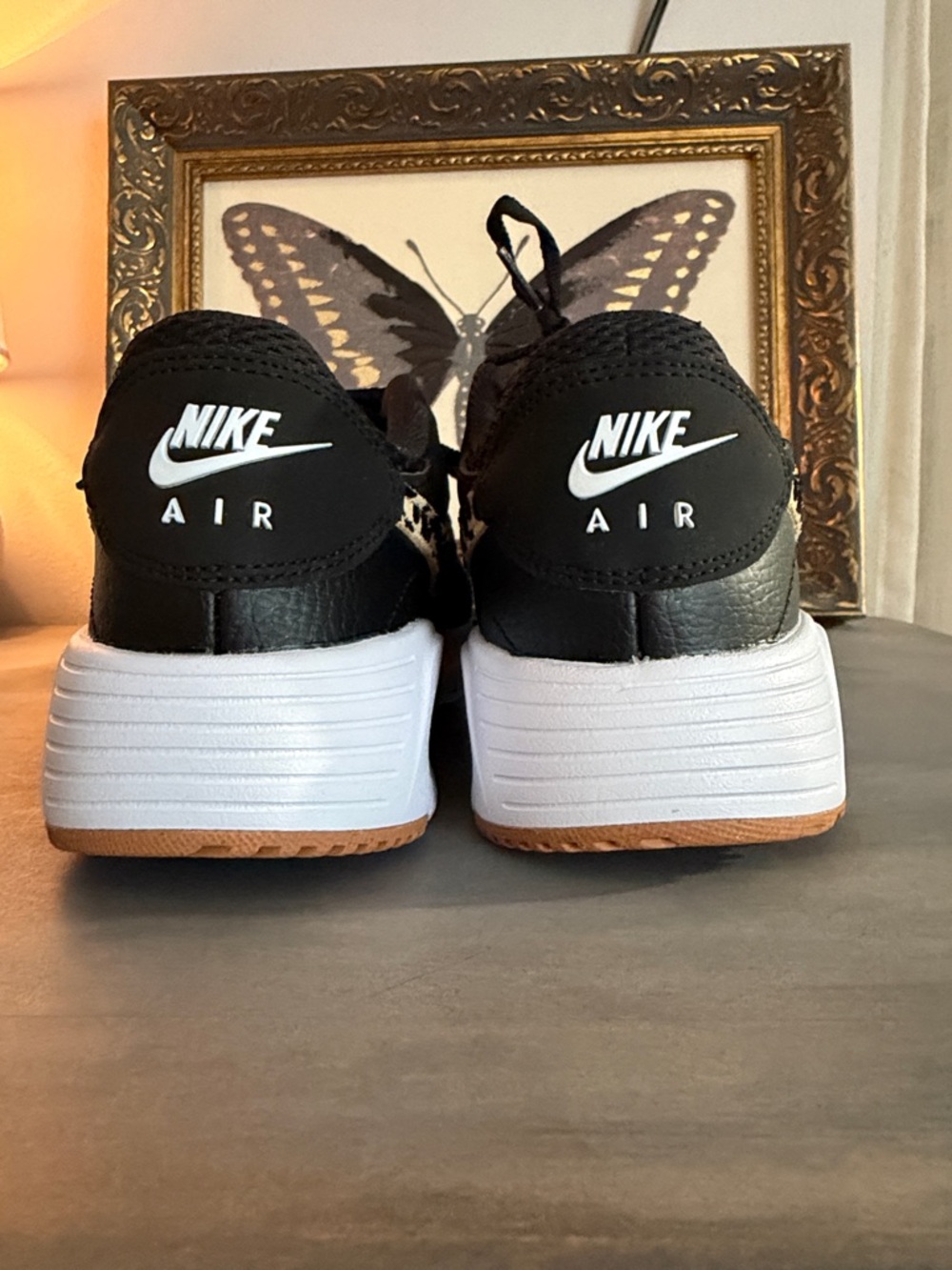 Nike Black Sneakers with Leopard Print Swoosh - Picture 3 of 6